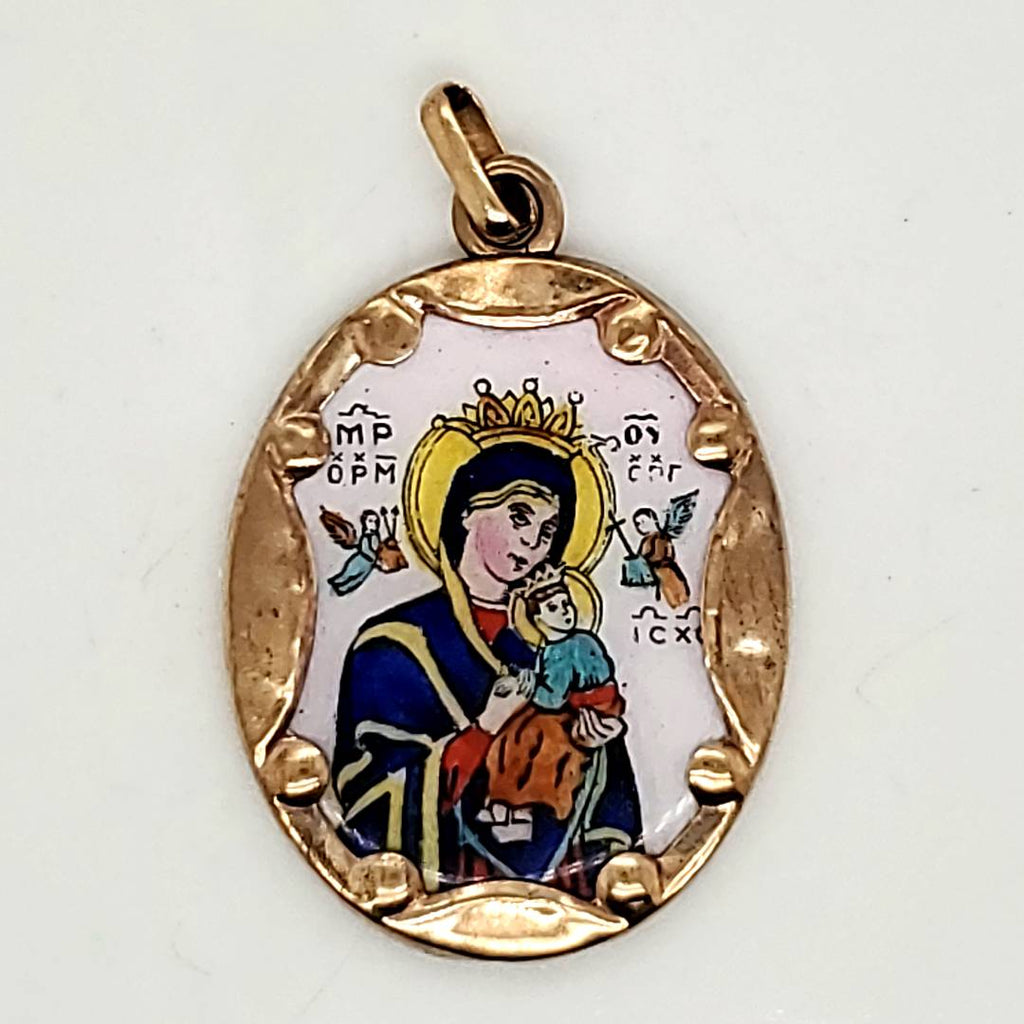 Vintage 14kt Yellow Gold Religious Icon Pendant