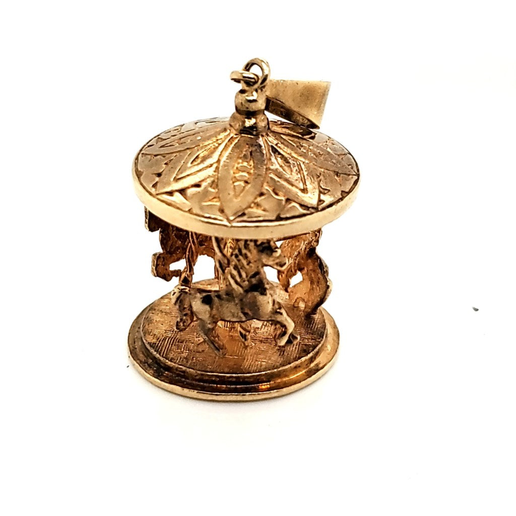 Vintage 14kt Yellow Gold Moveable Carousel Charm