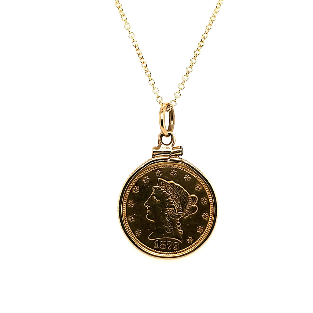 US 1879 $2 1/2 Coronet Head Gold Coin Necklace