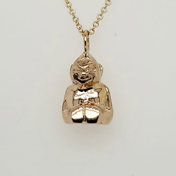 Vintage 14kt Yellow Gold Billiken Charm Necklace