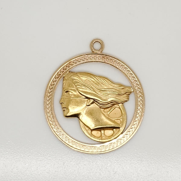 Vintage 18kt Yellow Gold  Lady Fortuna Charm