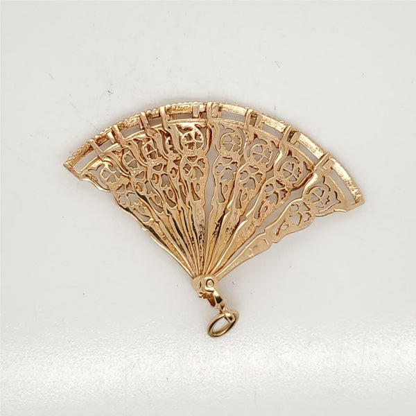 Vintage 14kt Gold Fan Charm Pendant