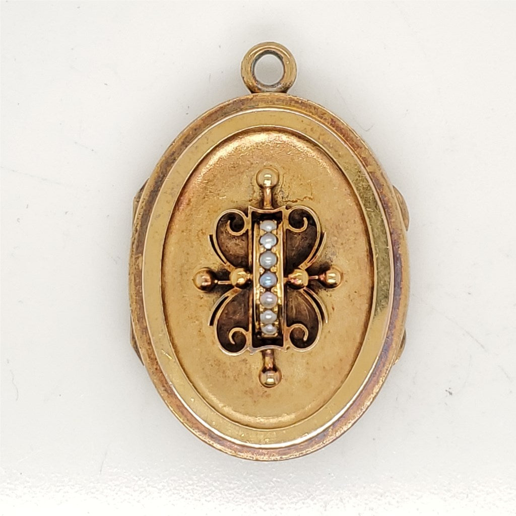 Antique Victorian 14Kt Yellow Gold Memorium Locket Pendant