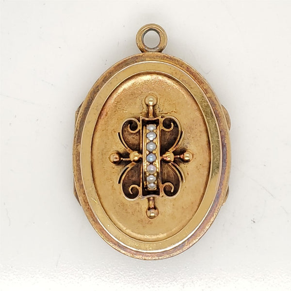 Antique Victorian 14Kt Yellow Gold Memorium Locket Pendant