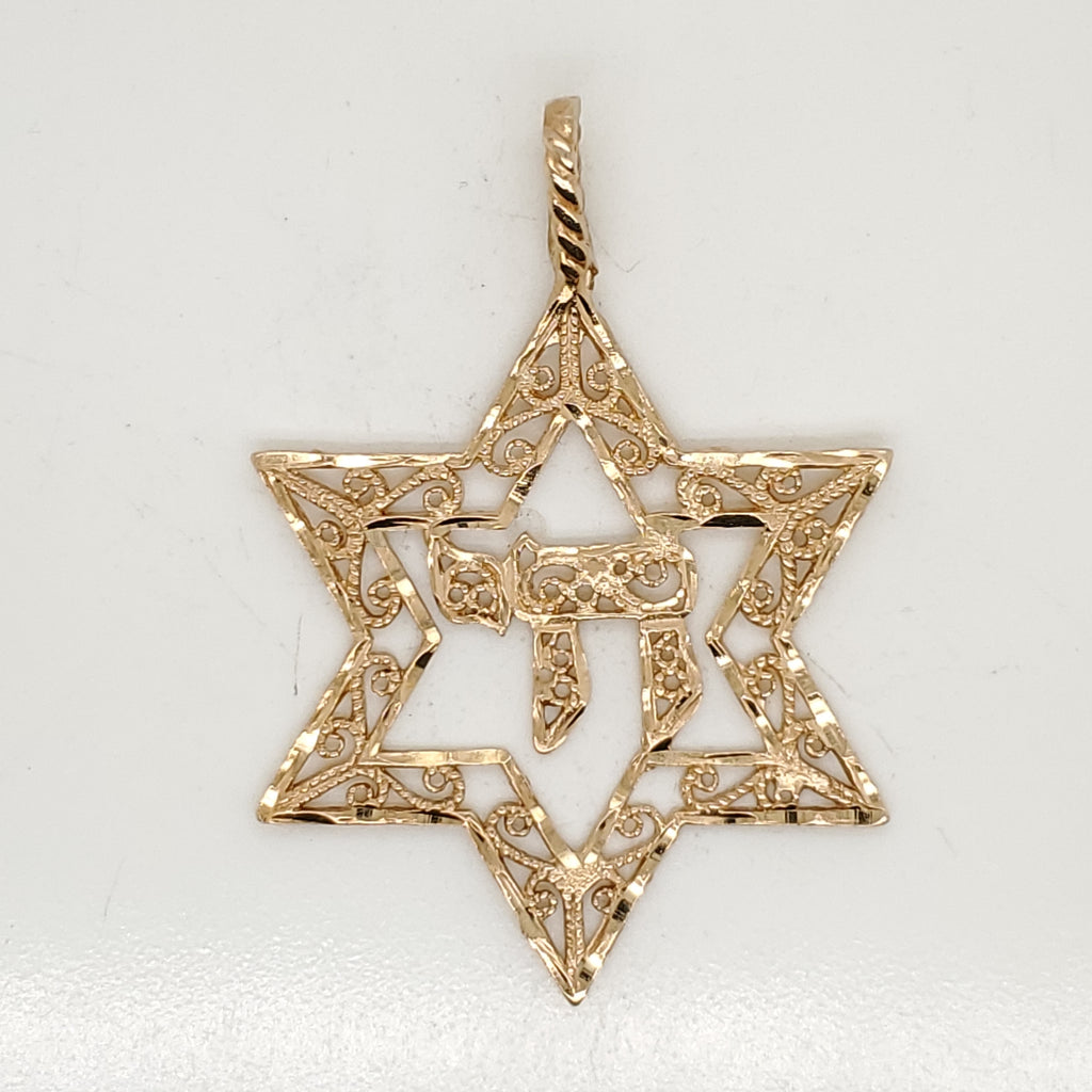 Vintage 14kt Yellow gold Star of David Pendant