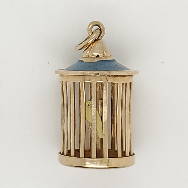 Vintage 14kt Yellow Gold Bird Cage Charm