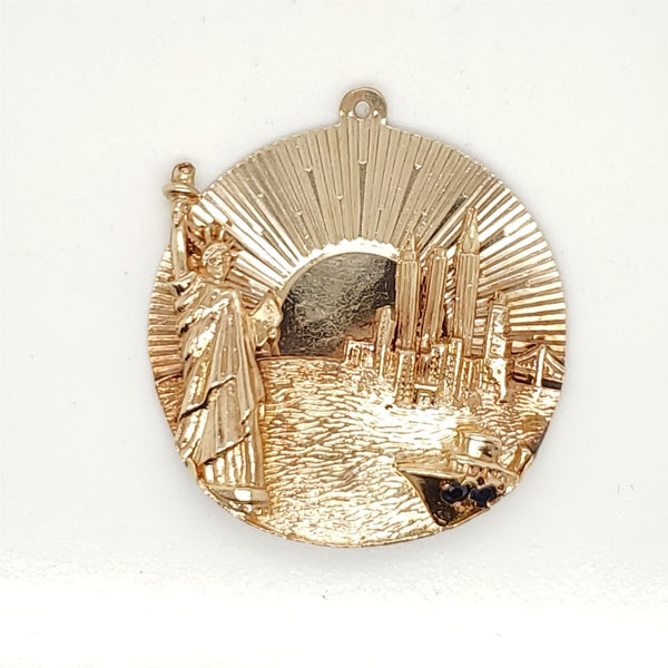 Vintage Mid-Century 14Kt Yellow Gold And Sapphire New York Pendant/Charm