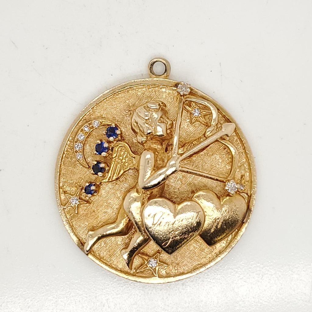 Vintage 14kt Yellow Gold Cupid Charm