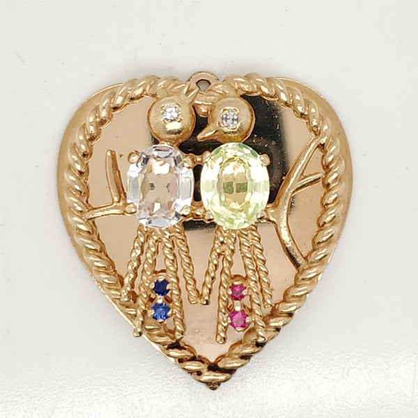 Vintage 14kt Yellow Gold Love Bird Pendant/Charm