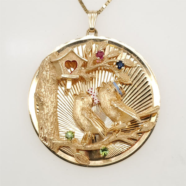 Vintage 14kt Yellow gold Love Bird Pendant/Charm