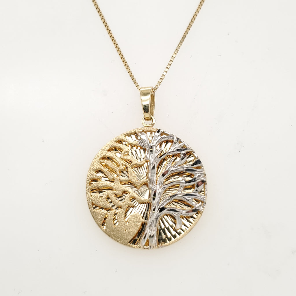 14kt Yellow Gold  Tree of Life Pendant Necklace