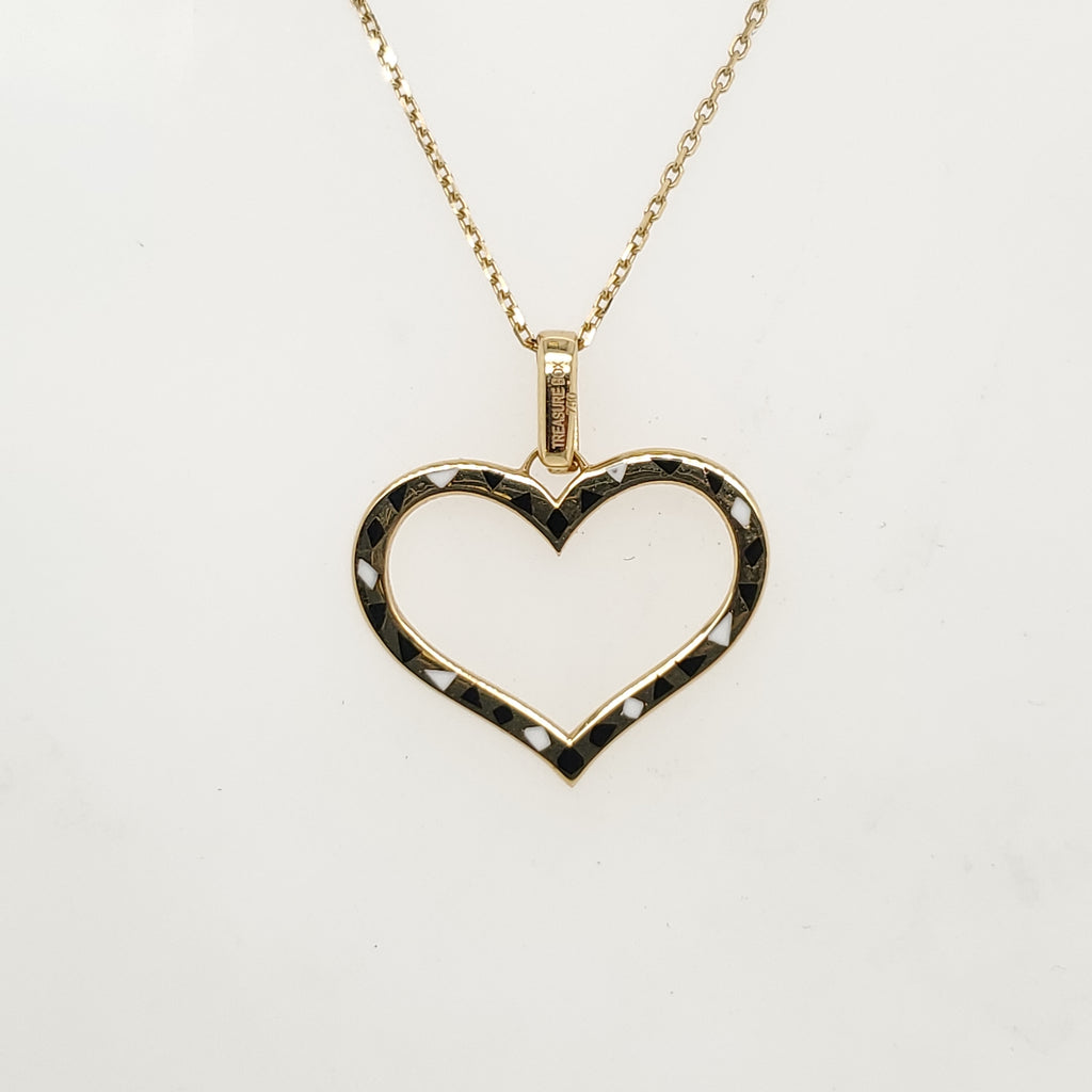 18kt Yellow Gold Enamel Heart Pendant