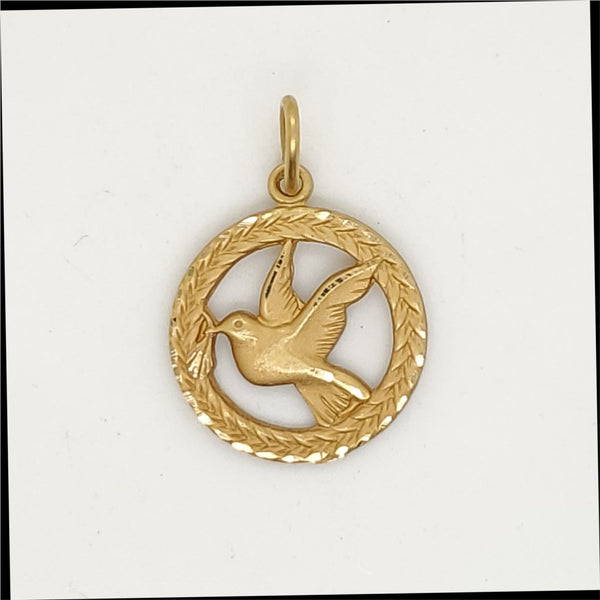 Vintage 18kt Yellow Gold Roman Peace Dove Pendant