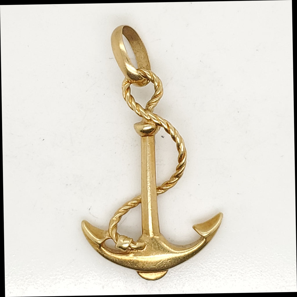 18kt Yellow Gold Anchor Pendant