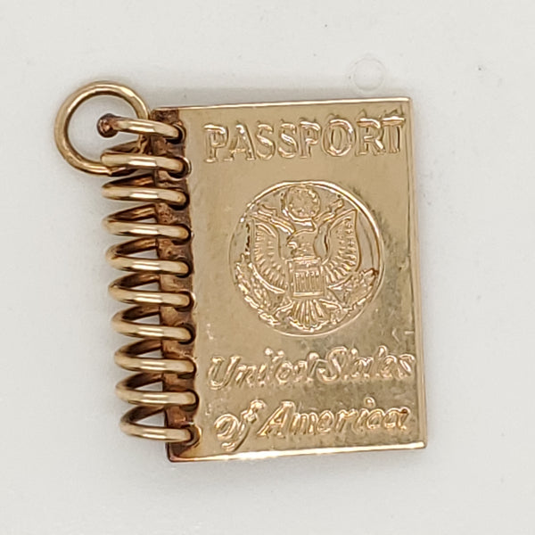 Vintage 14kt Yellow Gold Passport Charm