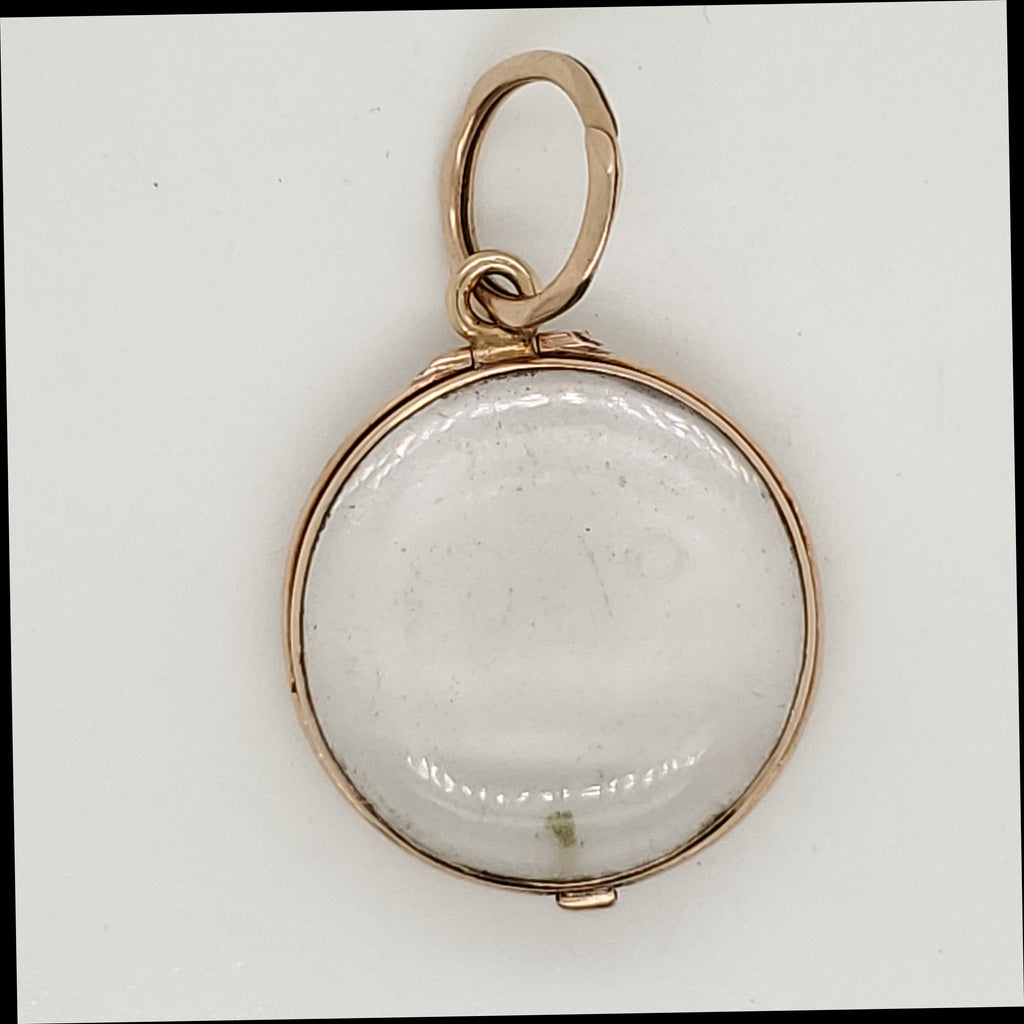Antique 14kt Yellow Gold Crystal Locket Pendant
