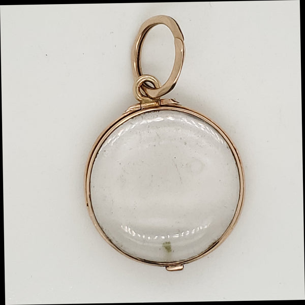Antique 14kt Yellow Gold Crystal Locket Pendant