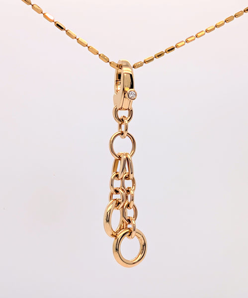 14K Yellow Gold Dual Chain Dangle Charm with Lobster Claw Connector