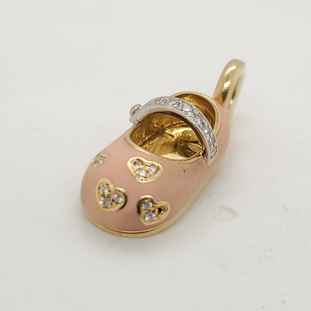 Pre-owned Aaron Basha 18kt Yellow Gold Baby Shoe Pendant/Charm
