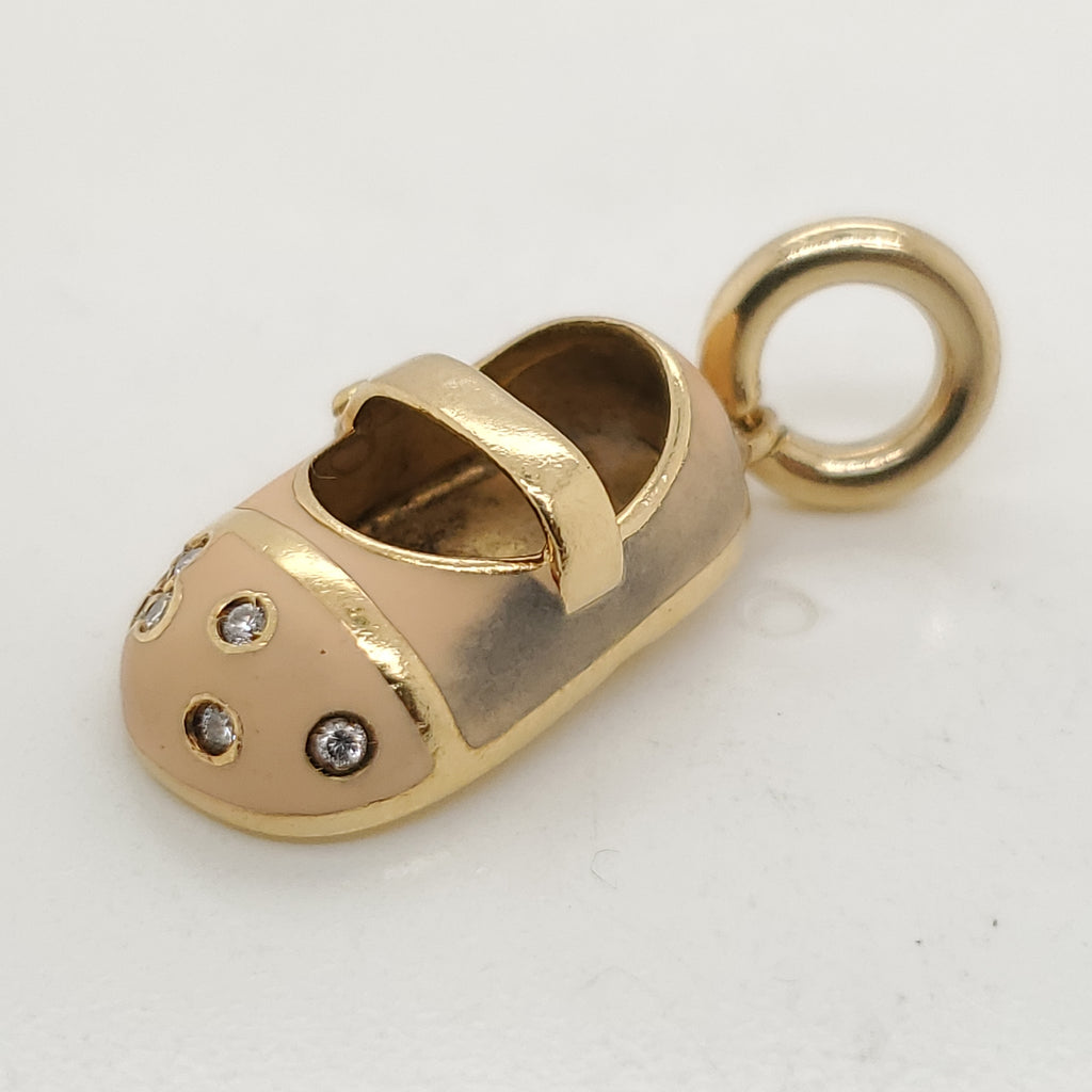 Pre-owned Aaron Basha 18kt Yellow Gold Baby Shoe Pendant/Charm