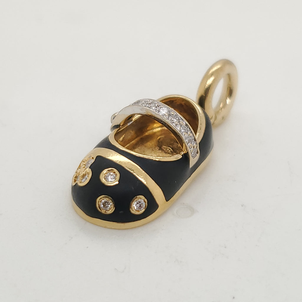 Pre-owned Aaron Basha 18kt Yellow Gold Baby Shoe Pendant/Charm