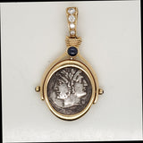 Ancient Roman Coin 14Kt Yellow Gold Pendant Necklace