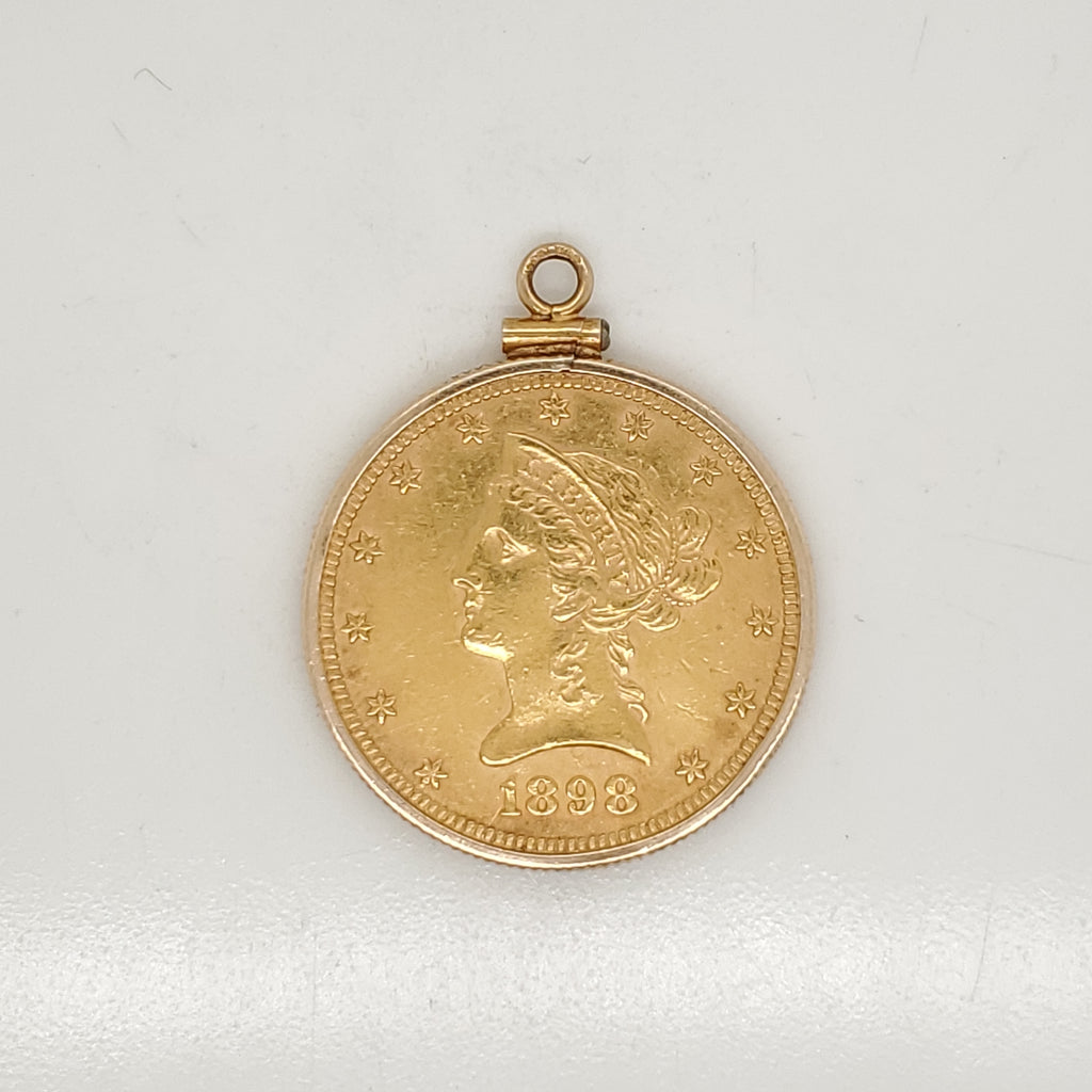 1898 US $10 Gold Coin Pendant
