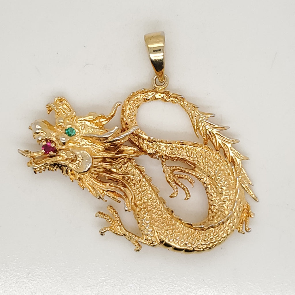 Vintage 18kt Yellow Gold Dragon Motif Pendant