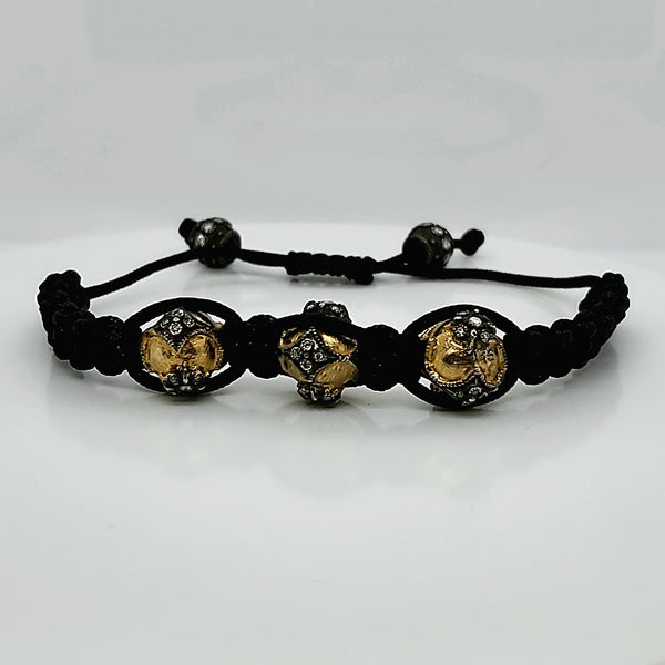 Emily Armenta Silver and Gold Black Cord Bracelet