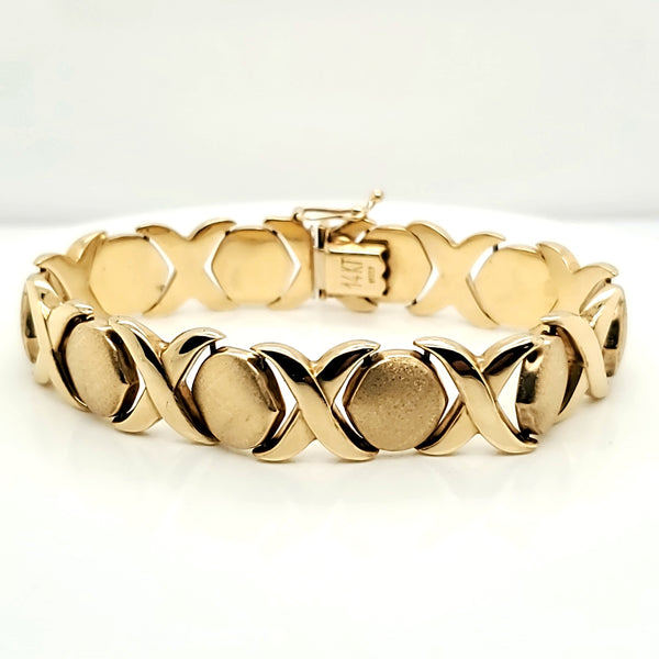 14kt Yellow Gold X and O Bracelet