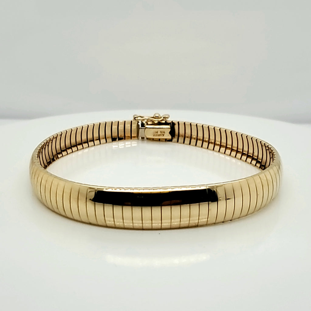 14kt Yellow Gold Graduated Bombe Omega Bracelet