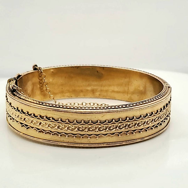Antique Victorian 14kt Yellow Gold Hinged Bangle Bracelet