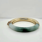 Vintage 14Kt Yellow Gold And Jade Hinged Bangle Bracelet