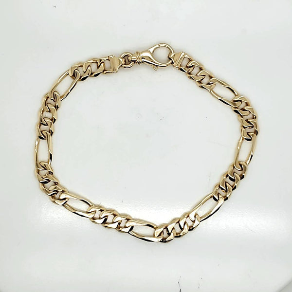 14kt Yellow Gold 8"" Figaro Link Bracelet