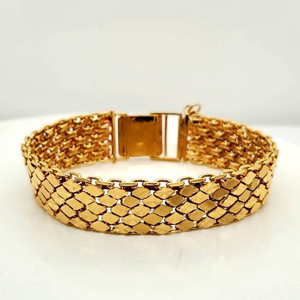 22kt Yellow Gold Wide Woven Mesh Bracelet