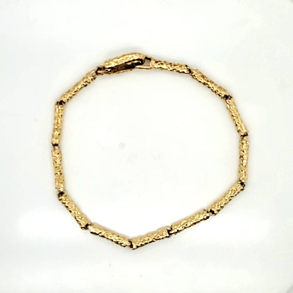 Vintage Peter Lindemann 18kt Yellow Gold Bark Finish Cylinder Bracelet