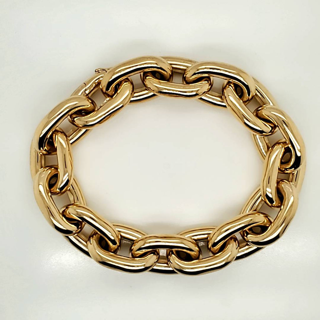 18Kt Yellow Gold 14.6mm Wide Oval Link Bracelet