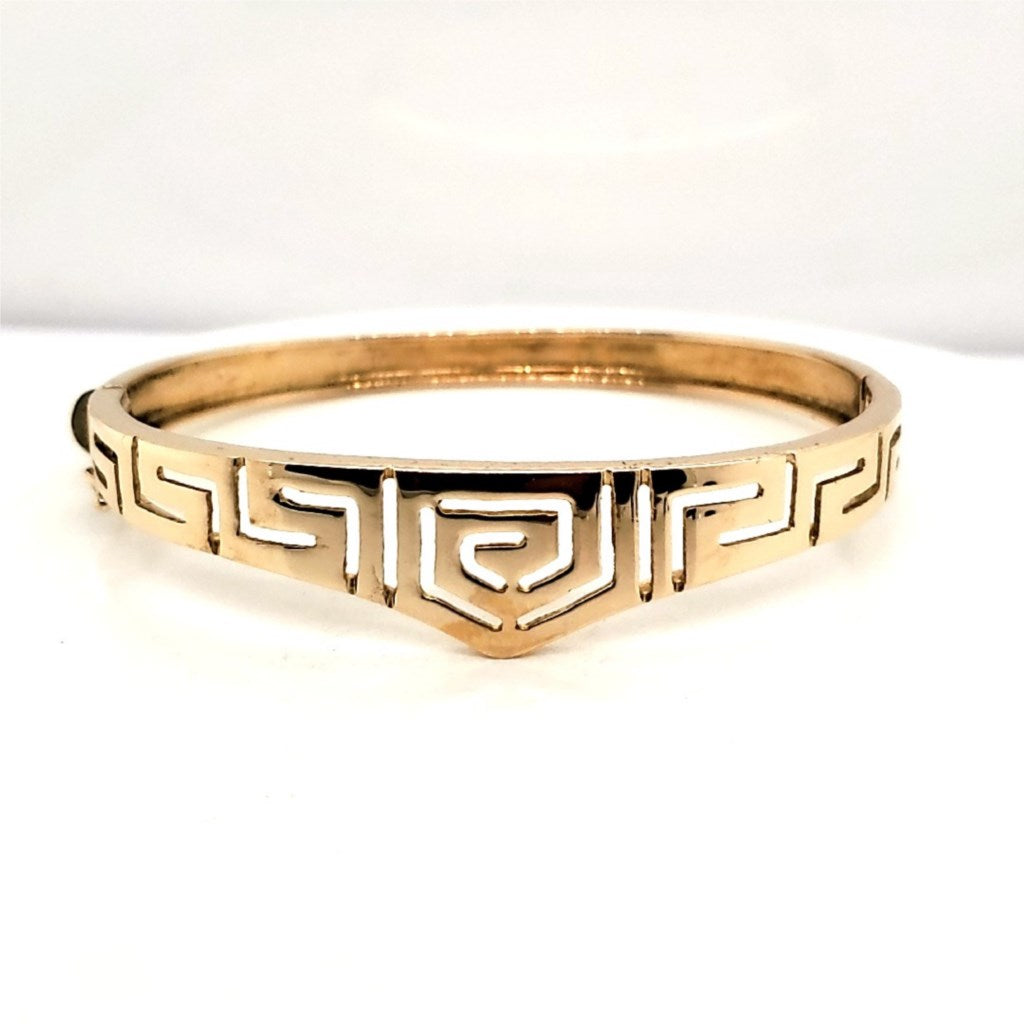 14kt Yellow Gold Greek Key Bangle Bracelet