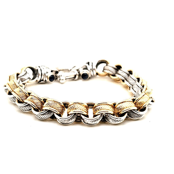 14kt Yellow and White Round Link Bracelet