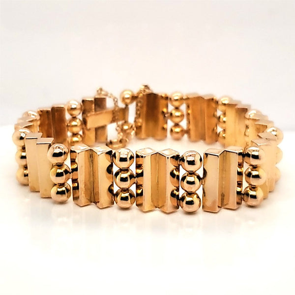 Vintage French 18Kt Yellow Gold 14.6Mm Fancy Link Bracelet