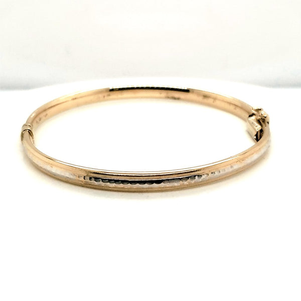 14Kt Yellow and White Gold Bangle Bracelet