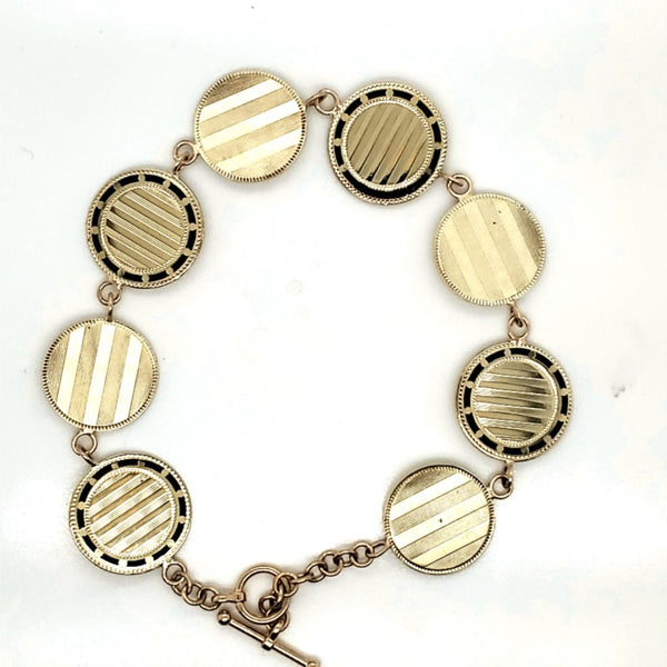 Art Deco 14kt Yellow Gold Round Link Bracelet