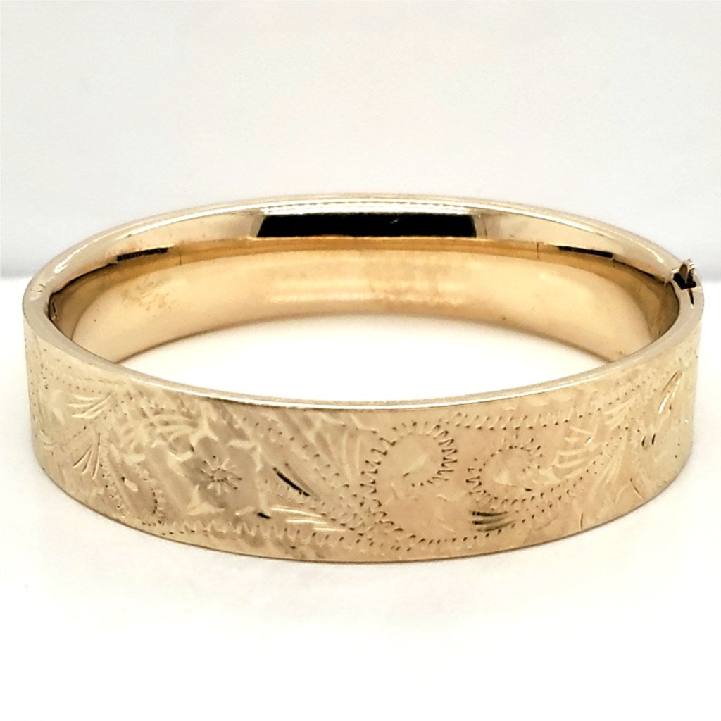 14kt Yellow Gold Engraved Bangle Bracelet