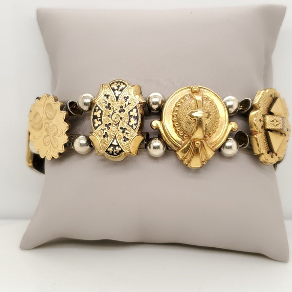 Sterling Silver and Gold Filled Victorian Slide Bracelet