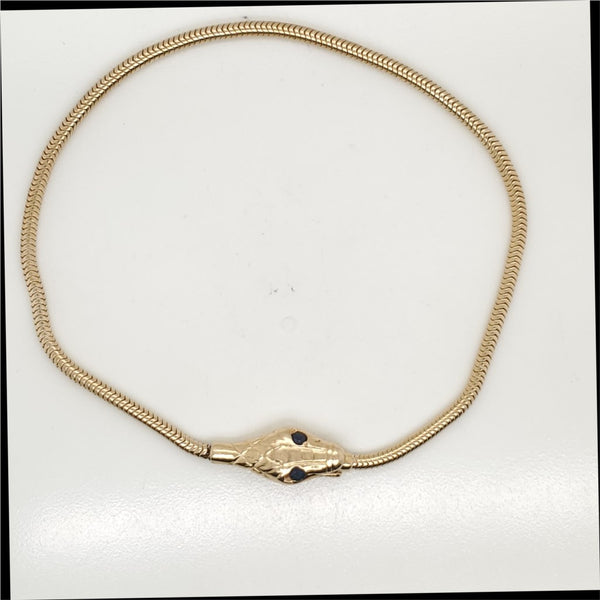 Vintage 14Kt Gold And Sapphire Snake Bracelet