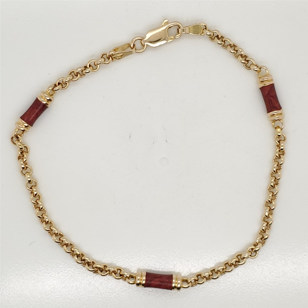 14Kt Yellow Gold Enamel Station Bracelet