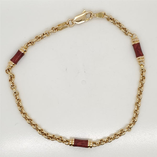14Kt Yellow Gold Enamel Station Bracelet