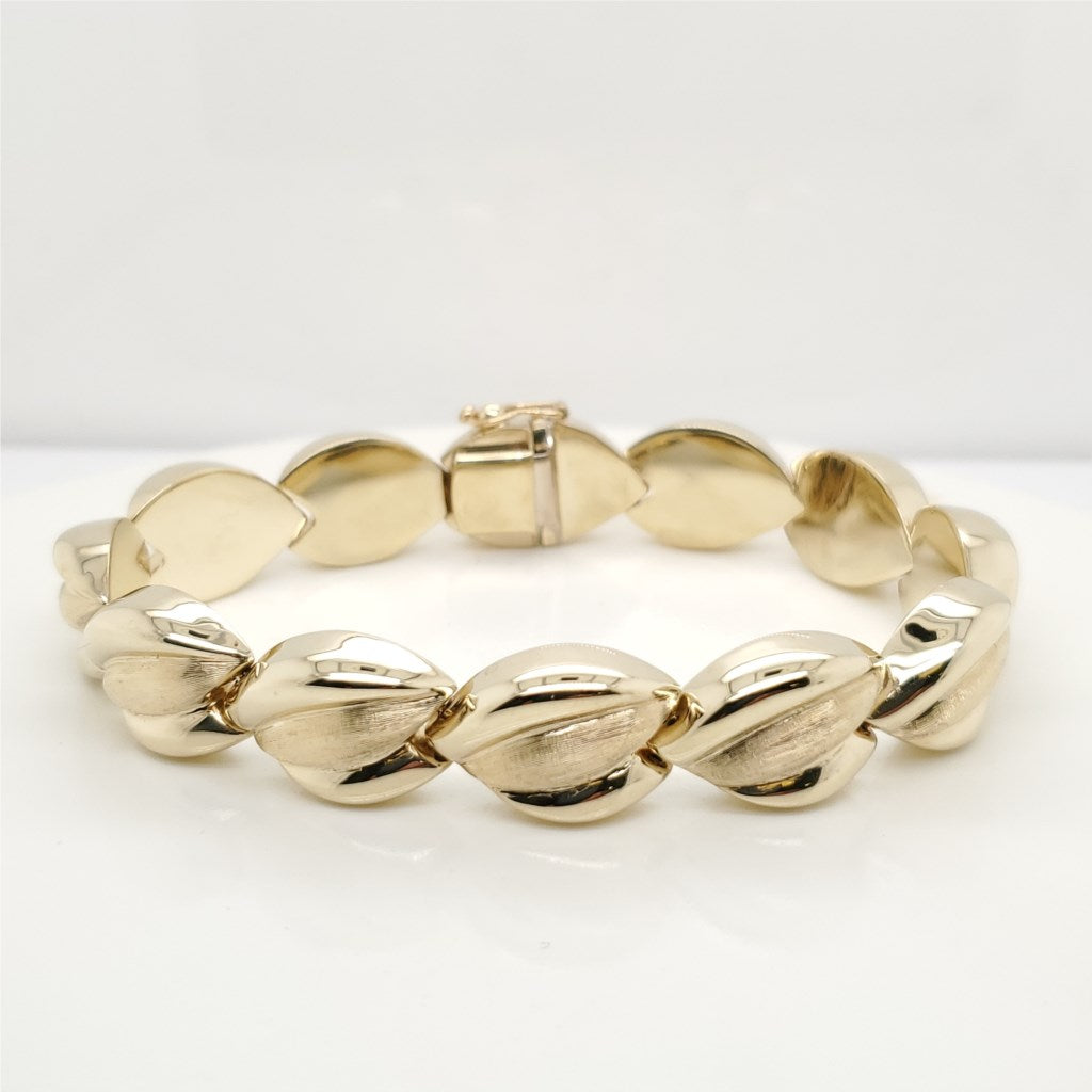 14kt Yellow Gold Dual Finish Link Bracelet