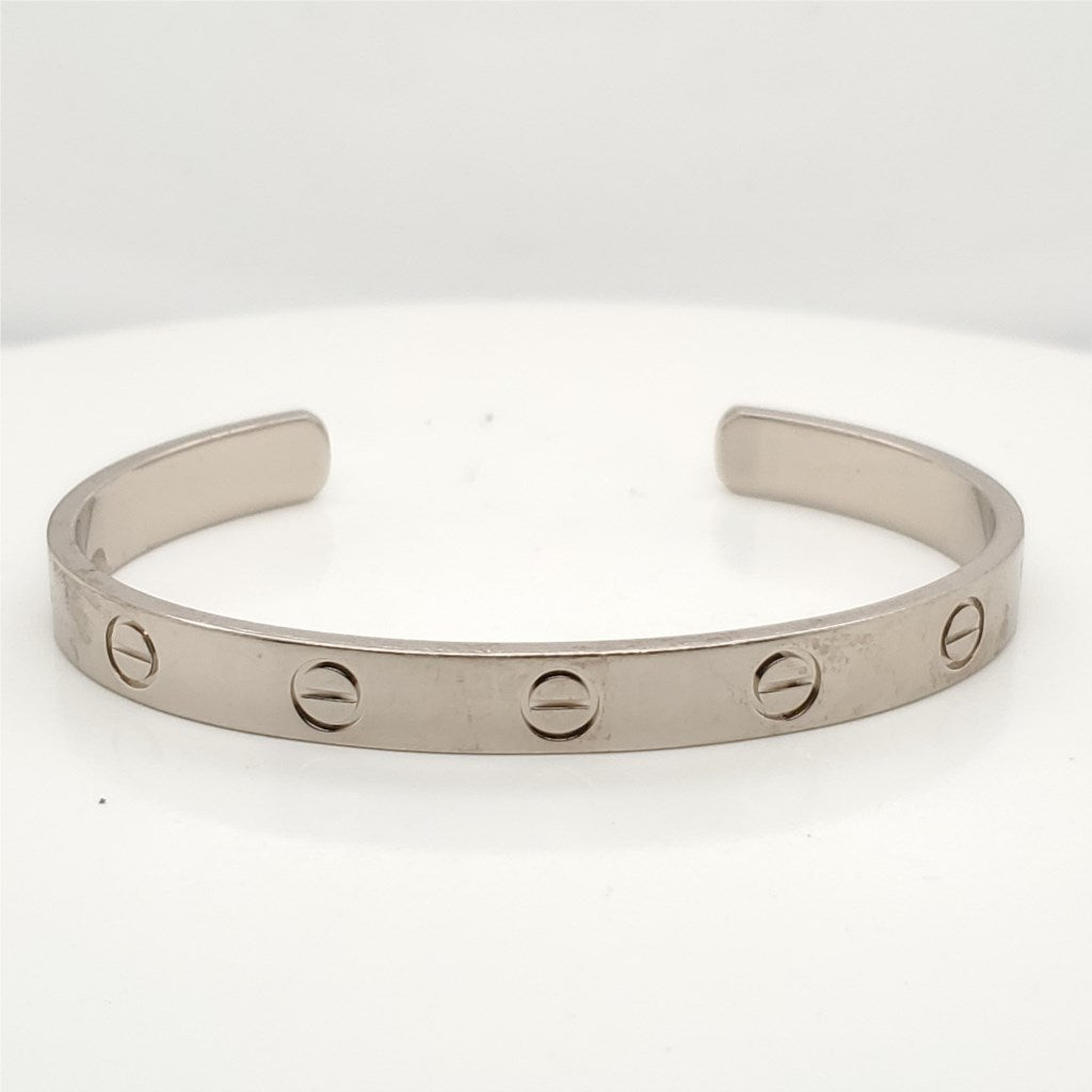 Pre - Owned 18Kt White Gold Cartier Love Cuff Bracelet