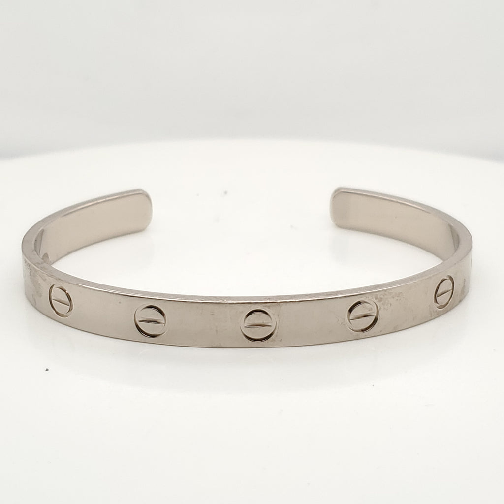 Pre - Owned 18Kt White Gold Cartier Love Cuff Bracelet
